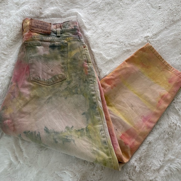 Levi's Women's Tie-Dye Straight Leg Jeans - Pink, Green, Yellow - Picture 4 of 10
